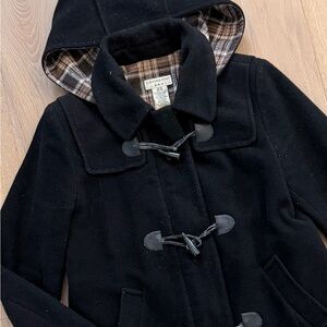 Covington Black Pea Coat with Hood and Toggle Closures